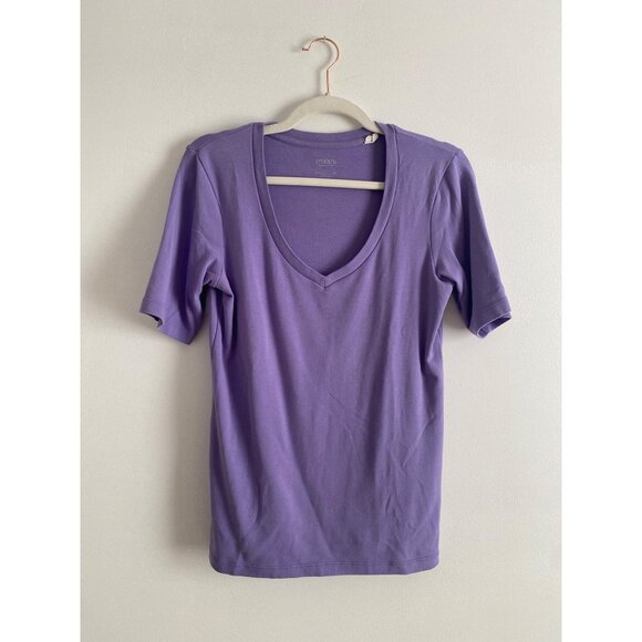 Chico's Tops - Chico's Purple V-Neck Short Sleeve True Color Tee Size 1 Cotton/Spandex Blend
